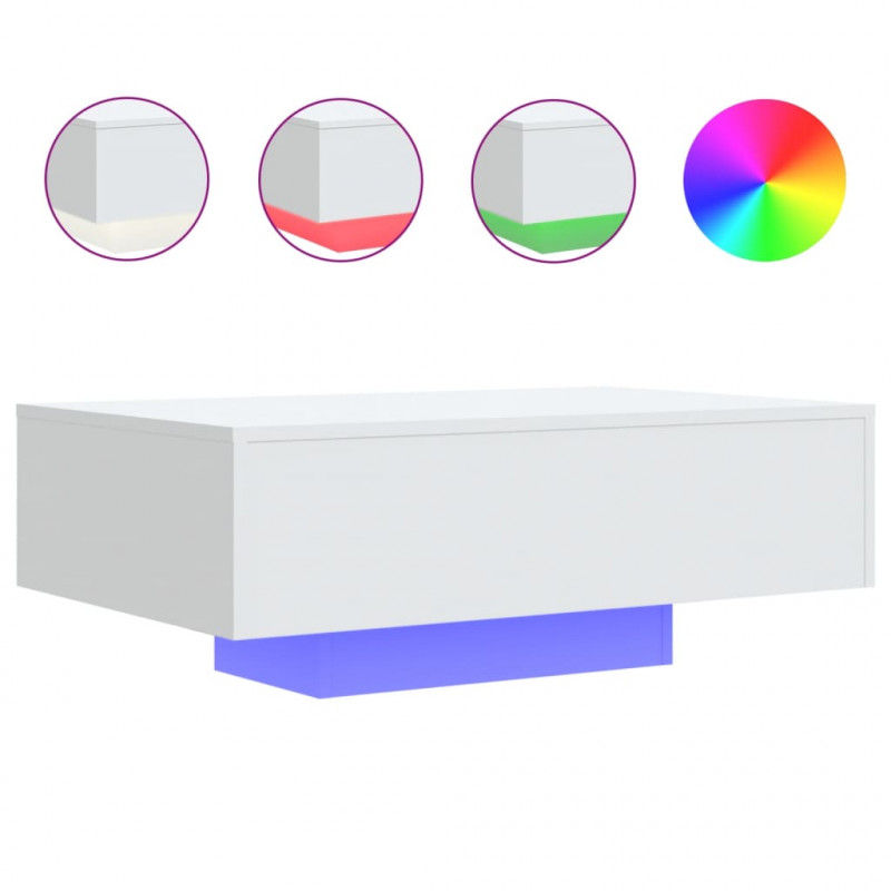 Stolik kawowy z oświetleniem LED, biały, 85x55x31 cm