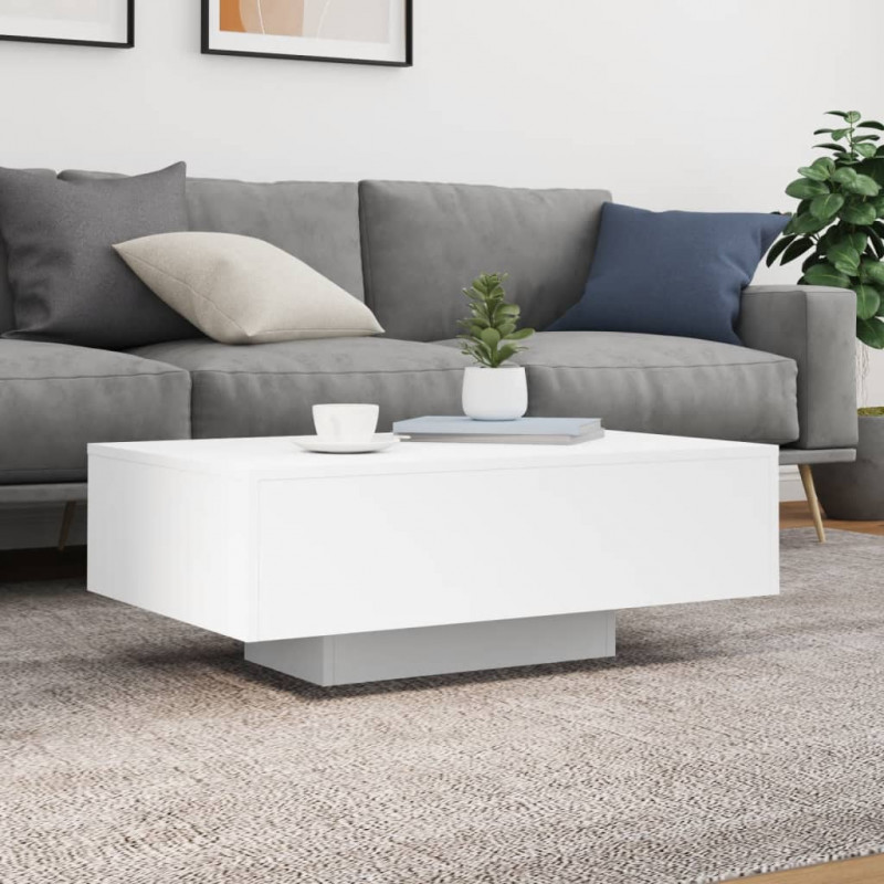 Stolik kawowy z oświetleniem LED, biały, 85x55x31 cm