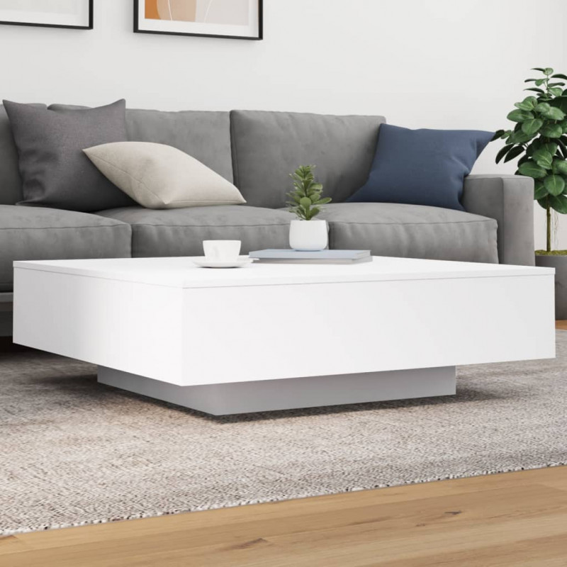 Stolik kawowy z oświetleniem LED, biały, 100x100x31 cm