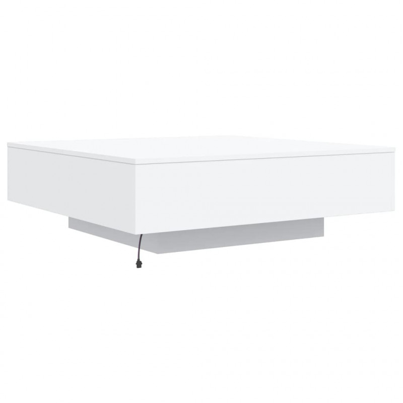 Stolik kawowy z oświetleniem LED, biały, 100x100x31 cm