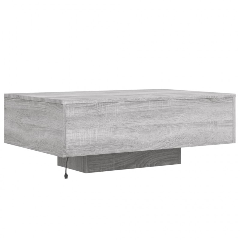 Stolik kawowy z LED, szary dąb sonoma, 85x55x31 cm