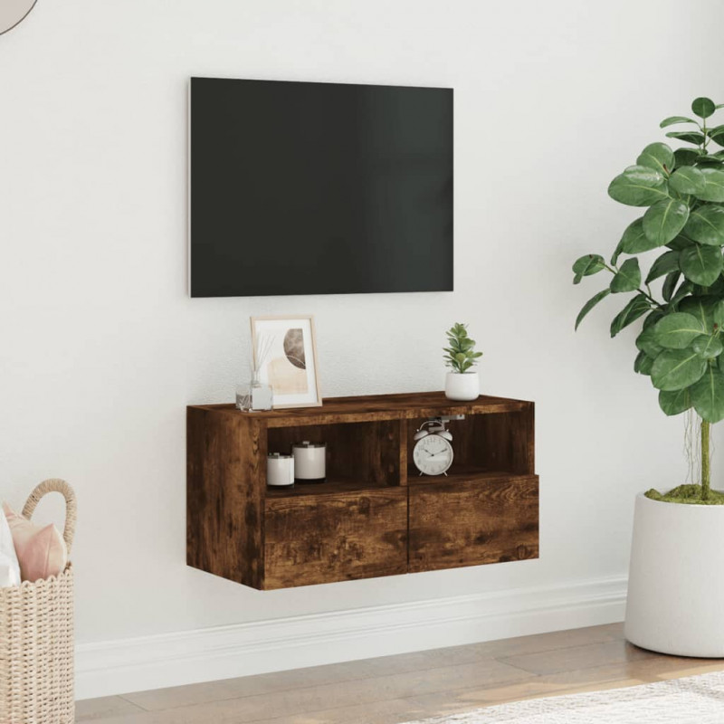 Ścienna szafka TV, przydymiony dąb, 60x30x30 cm