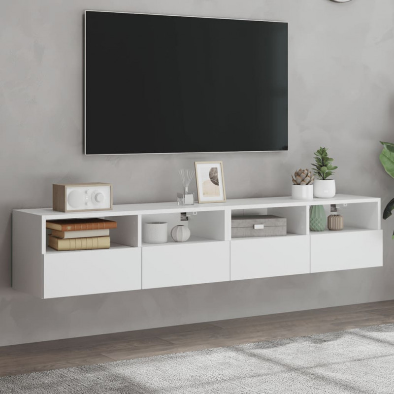 Ścienne szafki TV, 2 szt., białe, 80x30x30 cm