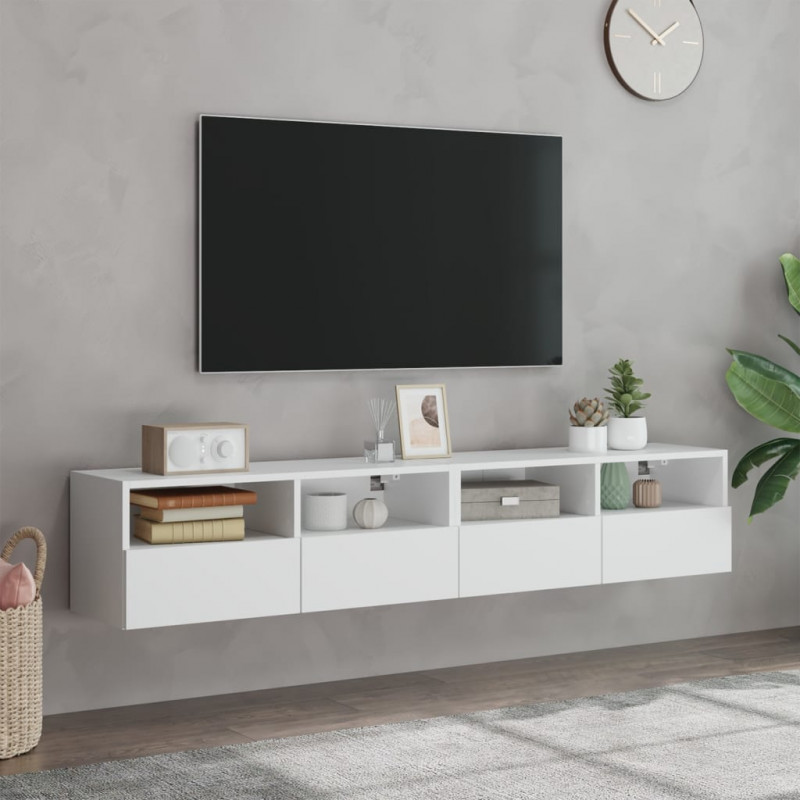 Ścienne szafki TV, 2 szt., białe, 80x30x30 cm