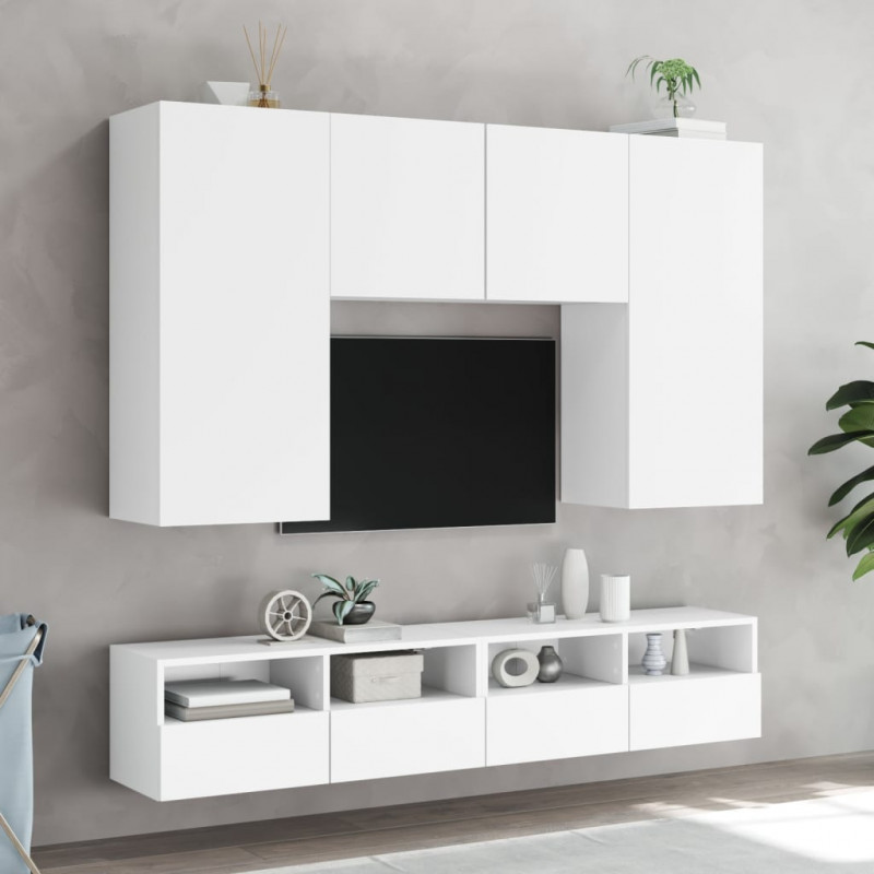 Ścienne szafki TV, 2 szt., białe, 80x30x30 cm