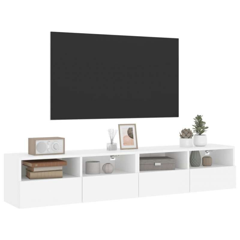 Ścienne szafki TV, 2 szt., białe, 80x30x30 cm