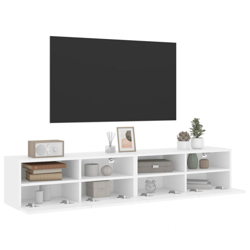 Ścienne szafki TV, 2 szt., białe, 80x30x30 cm