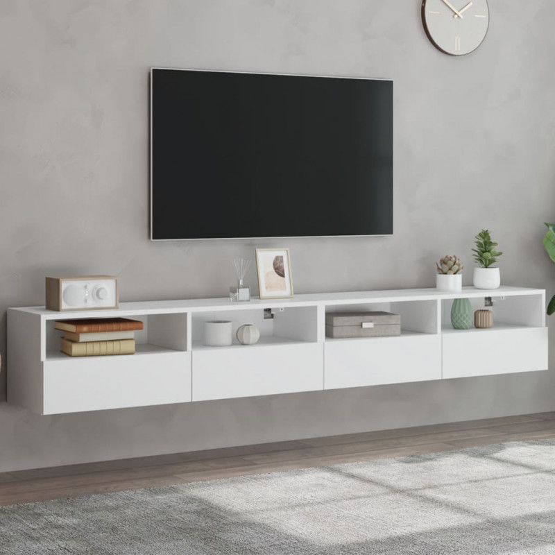 Ścienne szafki TV, 2 szt., białe, 100x30x30 cm