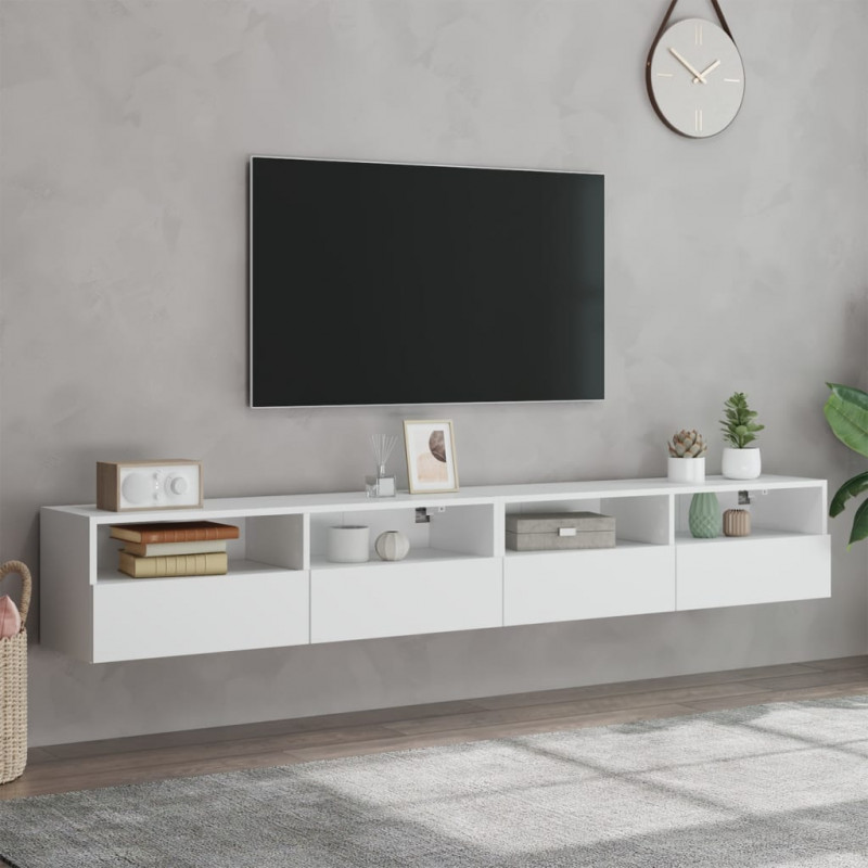 Ścienne szafki TV, 2 szt., białe, 100x30x30 cm