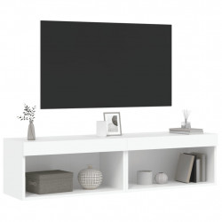 Szafki pod TV, z oświetleniem LED, 2 szt., białe, 60x30x30 cm