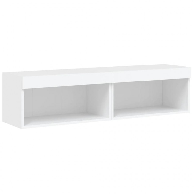 Szafki pod TV, z oświetleniem LED, 2 szt., białe, 60x30x30 cm