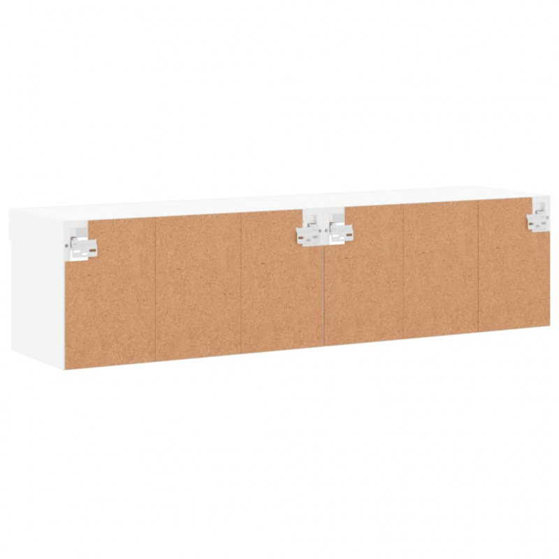 Szafki pod TV, z oświetleniem LED, 2 szt., białe, 60x30x30 cm