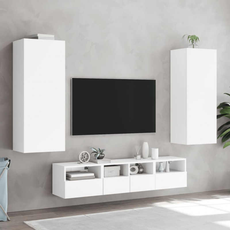 Ścienna szafka TV, biała, 40,5x30x102 cm