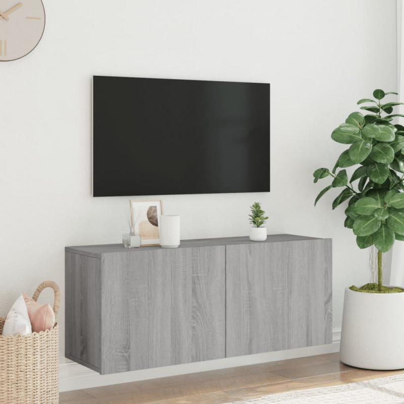 Szafka pod telewizor, ścienna, szary dąb sonoma, 100x30x41 cm