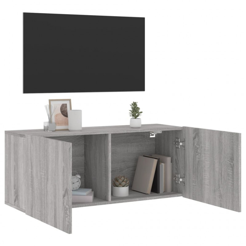 Szafka pod telewizor, ścienna, szary dąb sonoma, 100x30x41 cm