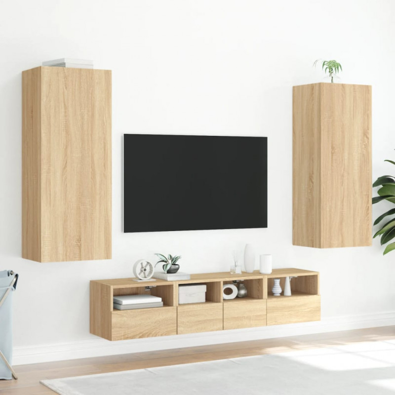 Ścienna szafka TV, dąb sonoma, 40,5x30x102 cm