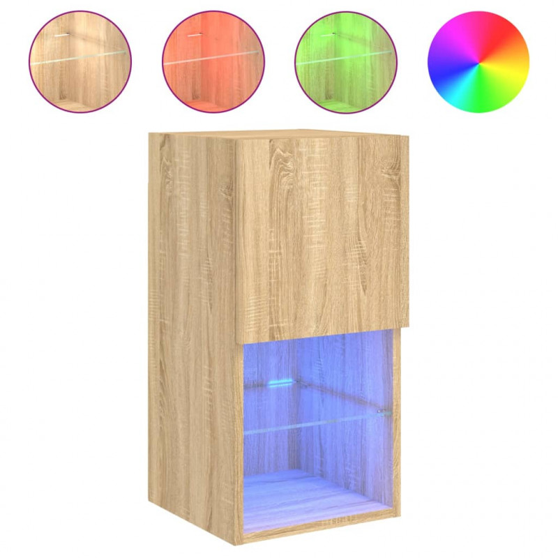 Szafki TV, z LED, 2 szt., dąb sonoma, 30,5x30x60 cm