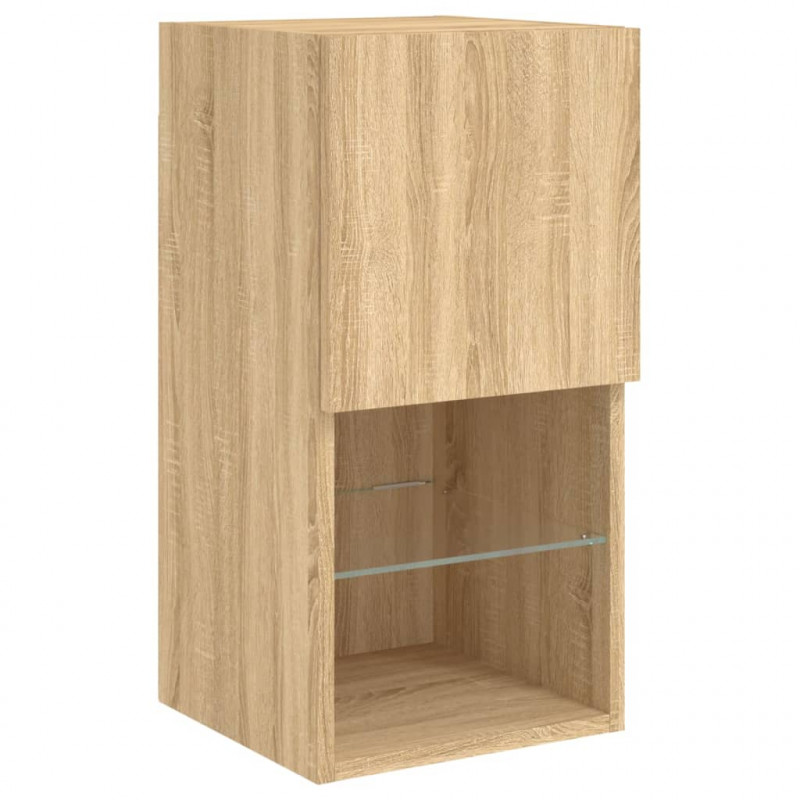 Szafki TV, z LED, 2 szt., dąb sonoma, 30,5x30x60 cm