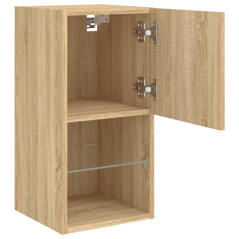 Szafki TV, z LED, 2 szt., dąb sonoma, 30,5x30x60 cm