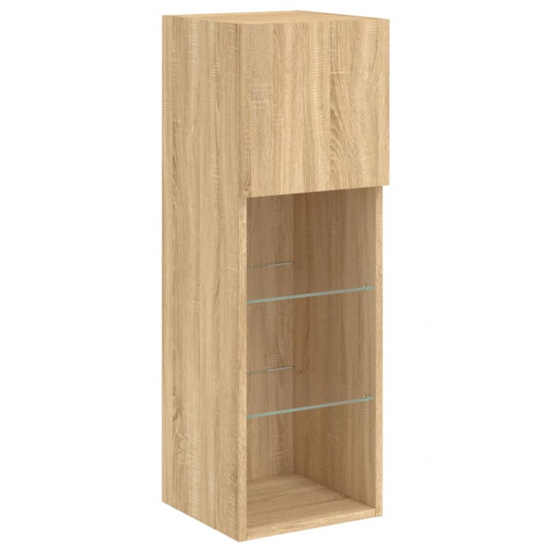 Szafka TV, z LED, dąb sonoma, 30,5x30x90 cm