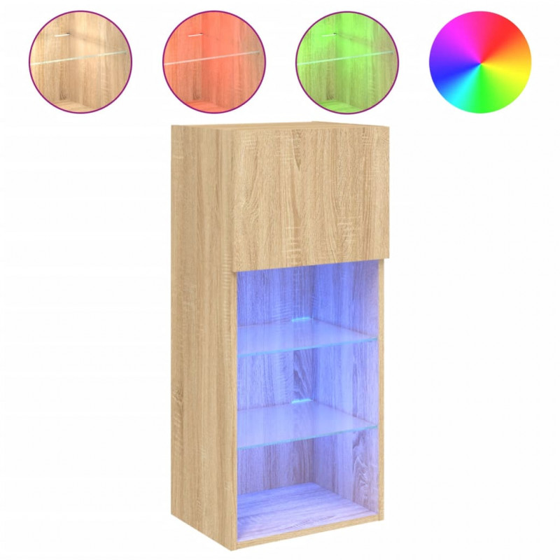 Szafka TV z LED, dąb sonoma, 40,5x30x90 cm