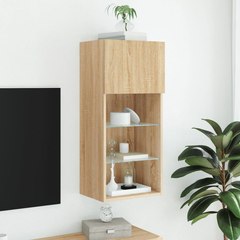 Szafka TV z LED, dąb sonoma, 40,5x30x90 cm