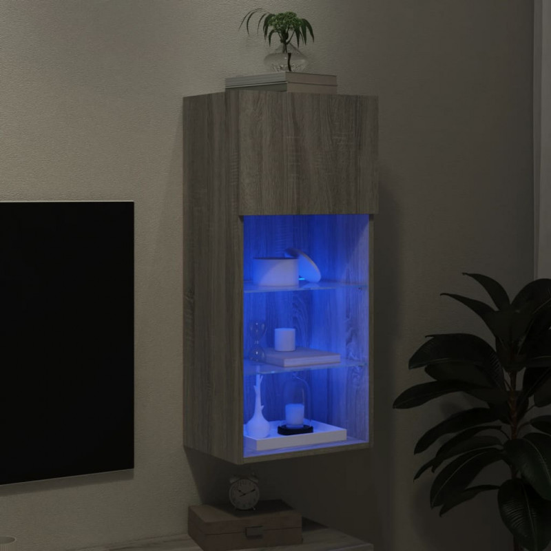 Szafka TV z LED, szary dąb sonoma, 40,5x30x90 cm