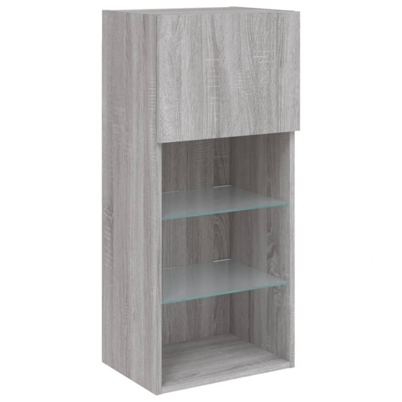 Szafka TV z LED, szary dąb sonoma, 40,5x30x90 cm