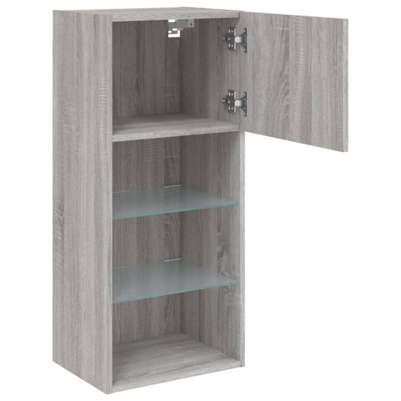 Szafka TV z LED, szary dąb sonoma, 40,5x30x90 cm
