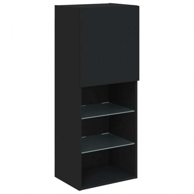 Szafka TV z LED, czarna, 40,5x30x102 cm