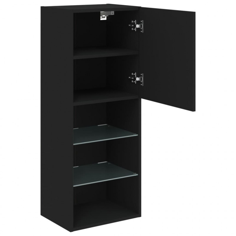 Szafka TV z LED, czarna, 40,5x30x102 cm