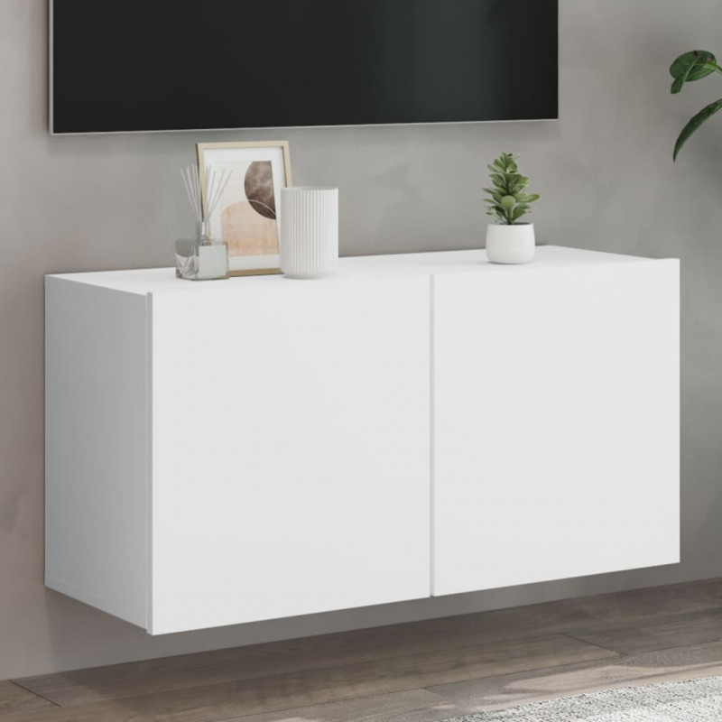 Ścienna szafka TV, biała, 80x30x41 cm