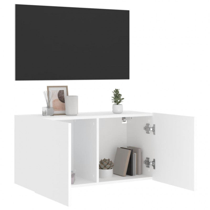 Ścienna szafka TV, biała, 80x30x41 cm