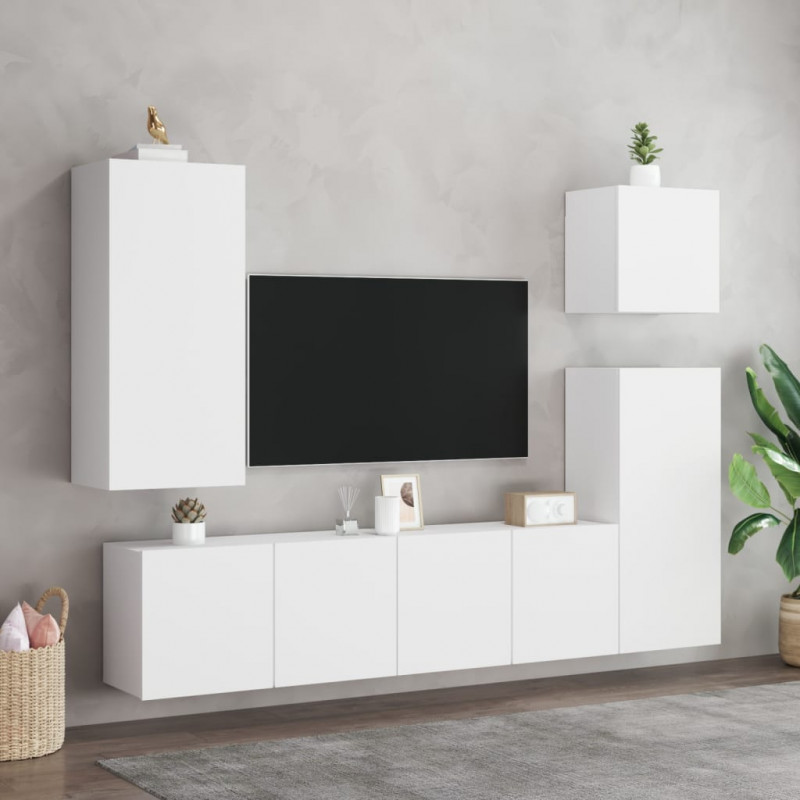 Ścienna szafka TV, biała, 80x30x41 cm