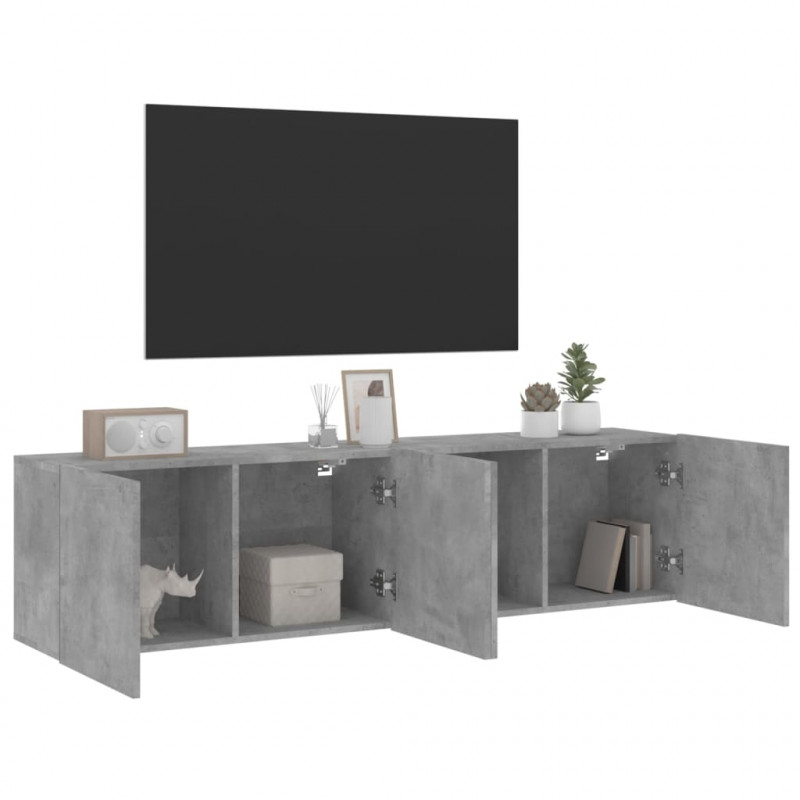 Ścienne szafki TV, 2 szt. szarość betonu 80x30x41 cm