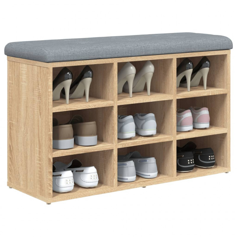 Ławka na buty, dąb sonoma, 82x32x50 cm, materiał drewnopochodny