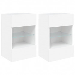 Ścienne szafki TV z LED, 2 szt., białe, 40x30x60,5 cm