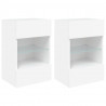 Ścienne szafki TV z LED, 2 szt., białe, 40x30x60,5 cm