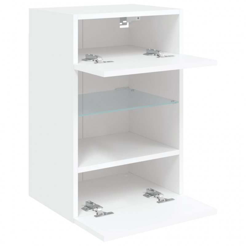 Ścienne szafki TV z LED, 2 szt., białe, 40x30x60,5 cm