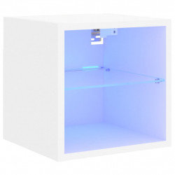 Ścienna szafka telewizyjna z LED, biała, 30x28,5x30 cm