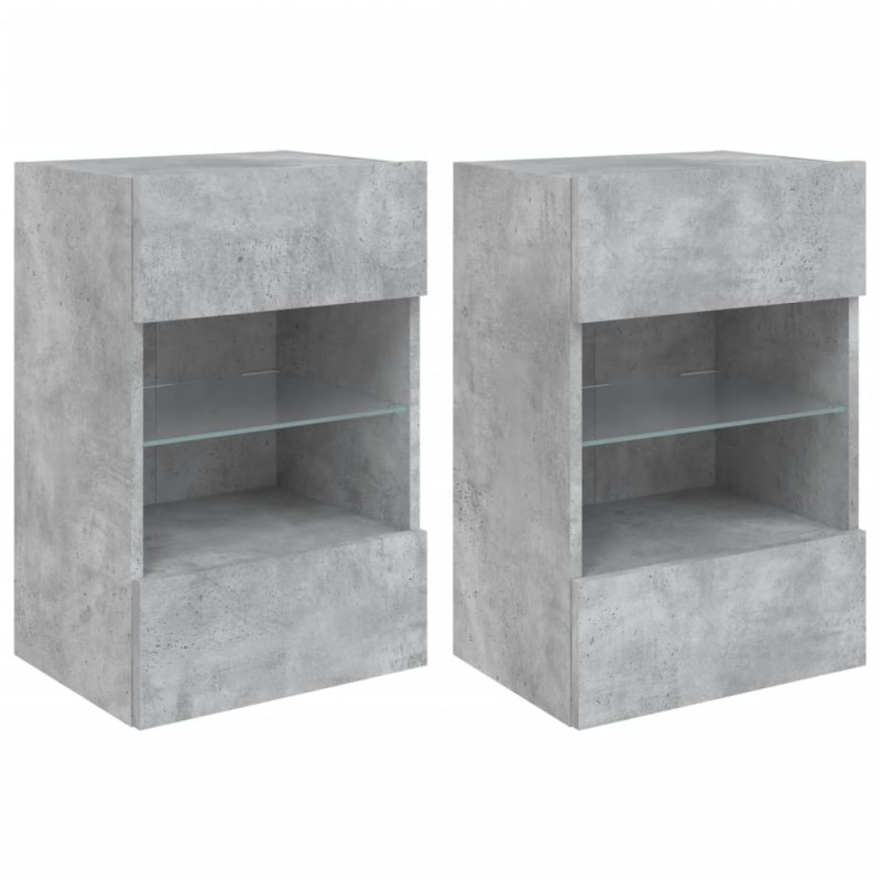 Ścienne szafki TV z LED, 2 szt., szarość betonu, 40x30x60,5 cm
