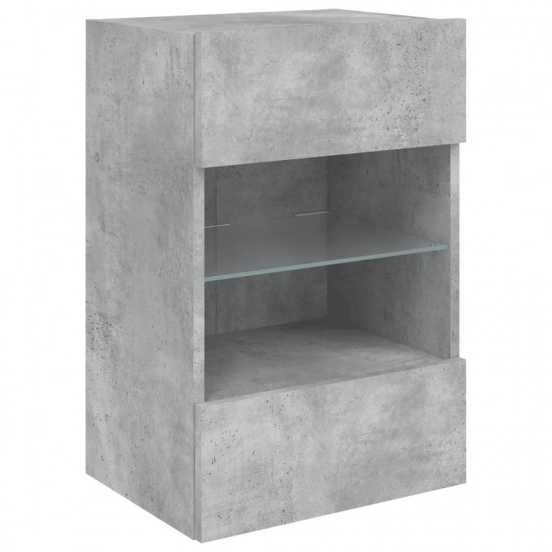 Ścienne szafki TV z LED, 2 szt., szarość betonu, 40x30x60,5 cm