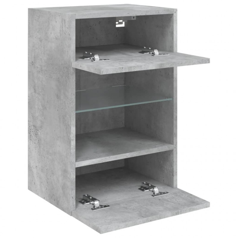 Ścienne szafki TV z LED, 2 szt., szarość betonu, 40x30x60,5 cm