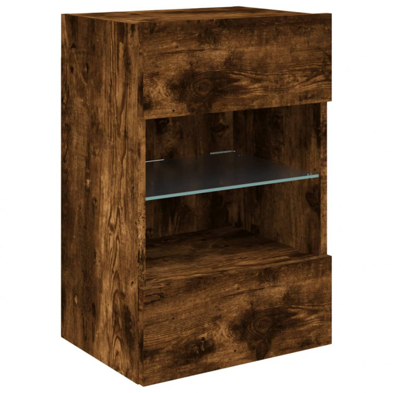 Ścienne szafki TV z LED, 2 szt., przydymiony dąb, 40x30x60,5 cm