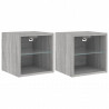 Ścienne szafki TV z LED, 2 szt., szary dąb sonoma, 30x28,5x30cm