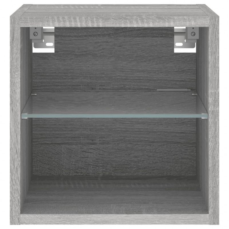 Ścienne szafki TV z LED, 2 szt., szary dąb sonoma, 30x28,5x30cm