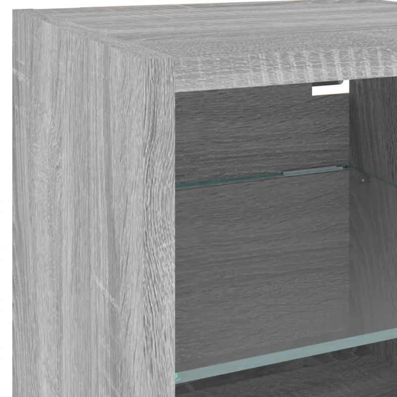 Ścienne szafki TV z LED, 2 szt., szary dąb sonoma, 30x28,5x30cm