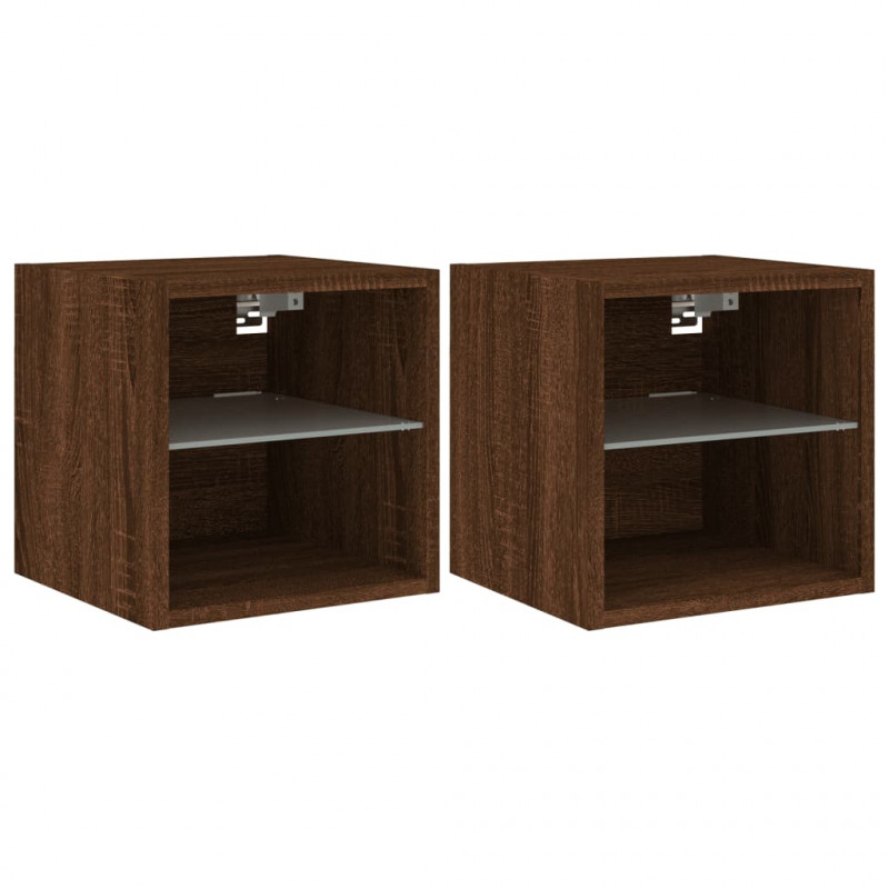 Ścienne szafki TV z LED, 2 szt., brązowy dąb, 30x28,5x30 cm