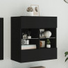 Ścienna szafka TV z LED, czarna, 58,5x30x60,5 cm