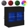 Ścienna szafka TV z LED, czarna, 58,5x30x60,5 cm